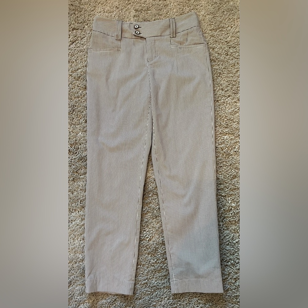 Grace Cotton Trouser Slacks Brown and Cream Stripes Size 4